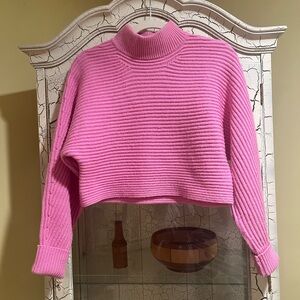 Intermix Pink Ribbed Turtleneck Sweater